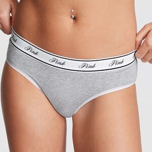 Victoria’s Secret Panties PINK Brand Heather Gray Logo Cotton Hiphugger XXL NWT